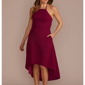 DB STUDIO Halter Crepe High-Low Dress lipstick Red Size 4